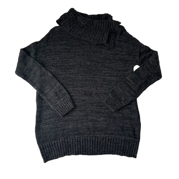 Matty M Women's Sweater Charcoal Asymmetrical Cowl Neck Long Sleeve Large - Picture 1 of 9
